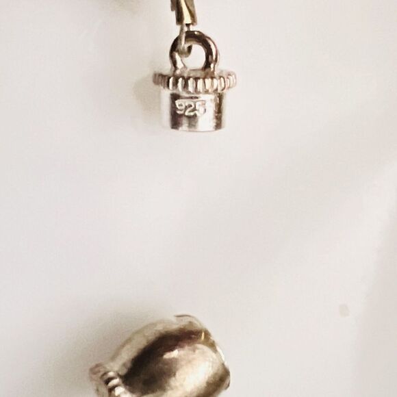 Vintage Art Glass Necklace Crystal White Swirl Aqua Blue AB Sterling Silver 4609 - Picture 8 of 10